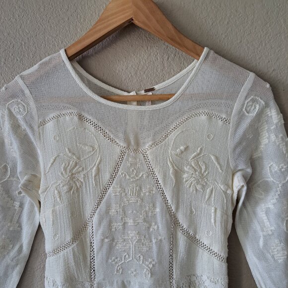 🩵Free People Modern Boho Chic Cream Maxi Dress Size 2 - Picture 6 of 16